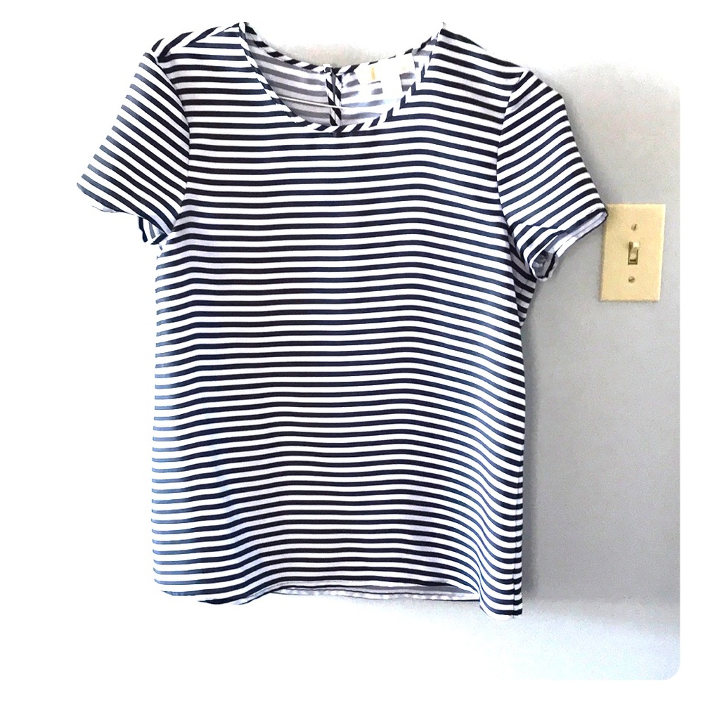 Micheal Kors striped navy white blouse